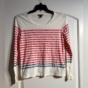 Tommy Hilfiger White Top with Red and Blue‎ Accents